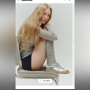 NWOT NEVER WORN TB.490 RIFE SHIMMER SILVER CREAM LEATHER SNEAKERS